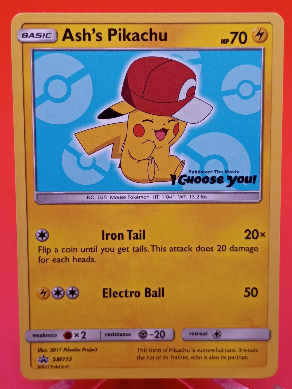 Ash's Pikachu SM113 Pokémon The Movie I Choose You Promo Near Mint Pokémon TCG